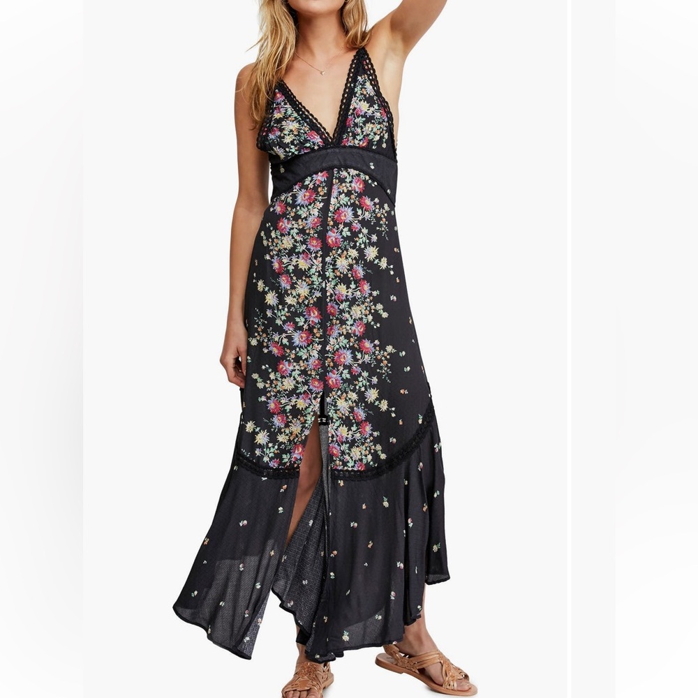 Free People Paradise Floral Print Slip Maxi Dress